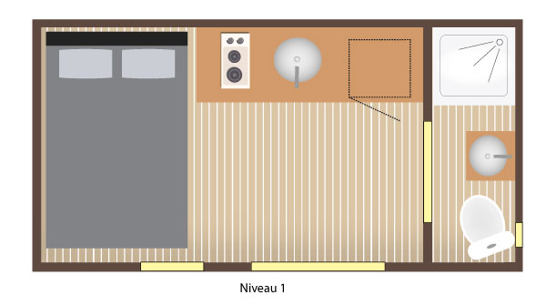 Plan de la cabane Kyara hébergement insolite en Champagne